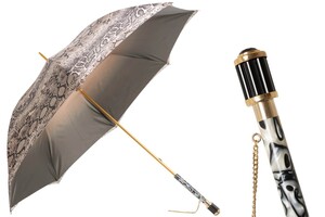 Regenschirm Damen mit Python-Print - Manuelle �ffnung - 100% Polyester - Griff aus Acetat - Handmade in Italy