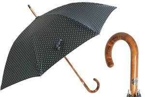 Regenschirm Herren 142 0040-13 MC - Manuelle �ffnung - 100% Polyester - Einteiliger Griffschaft aus Ahorn mit Horndetail - Handmade in Italy