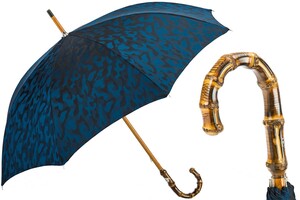 Regenschirm Herren Blau Tarnfarben-Schirm aus Bambus - Handmade in Italy