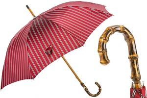 Regenschirm Herren Nadelstreifen Klassisch Schirm aus Bambusholz - Handmade in Italy