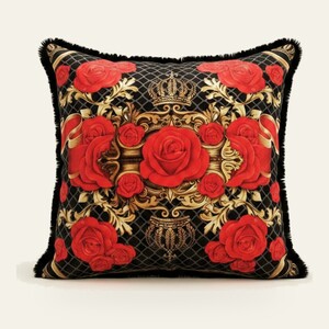 Riesiges XXL Luxus Barock Kissen Roses Pomp��s by Casa Padrino von Harald Gl��ckler 80 x 80 cm mit funkelnden Glitzersteinen