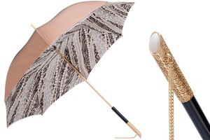 Romantische Regenschirm mit Perlenmuster, Doppelgewebe f�r Damen - Manuelle �ffnung - 100% Polyester - Schmuck-Griff - Handmade in Italy