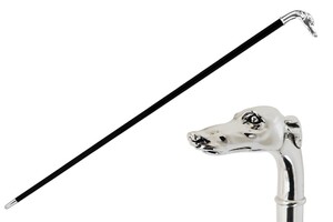 Spazierstock f�r Herren mit Silberwindhund - Handmade in Italy