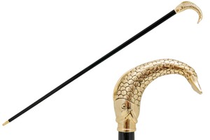 Spazierstock mit Goldener Fisch - Handmade in Italy