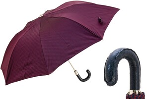 Taschenschirm Herren Faltbarer Regenschirm Blau und Rot - Handmade in Italy