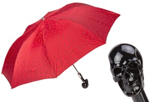 Taschenschirm Herren Faltbarer Regenschirm mit Schwarzer Sch�del - Handmade in Italy