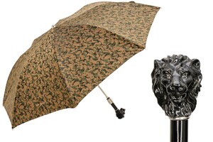 Taschenschirm Herren Faltbarer Tarnfarben-schirm mit Schwarzer L�we - Handmade in Italy