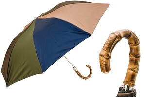 Taschenschirm Herren Winter Regenbogenschirm mit Bambusgriff - Handmade in Italy