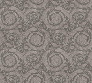 Versace Designer Barock Vliestapete Barocco Flowers 935836 Grau / Silber - Design Tapete - Deko Accessoires