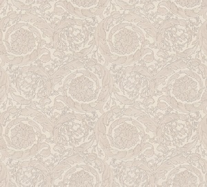 Versace Designer Barock Vliestapete Barocco Flowers 935835 Beige / Creme / Grau - Design Tapete - Deko Accessoires