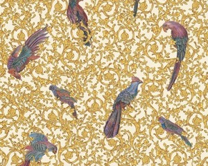 Versace Designer Barock Vliestapete IV 37053-2 - Wei / Gold / Blau / Violett - Design Tapete - Hochwertige Qualitt