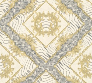Versace Designer Barock Vliestapete Vasmare 349042 Creme / Grau / Gold - Hochwertige Qualit�t - Deko Accessoires