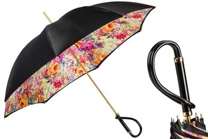 Wundervoll Regenschirm mit Blumen, Doppelgewebe f�r Damen - Manuelle �ffnung - 100% Polyester - Griff aus Acetat - Handmade in Italy