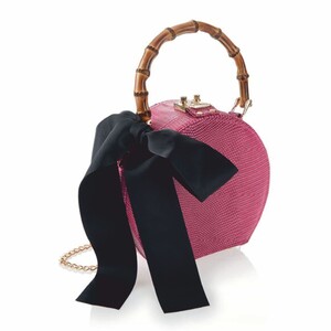 Zina Monaco Luxus Kunstleder Damen Handtasche Pink 18 cm - Made in Italy