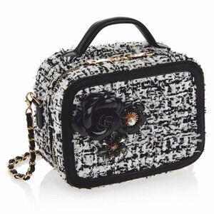 Zina Monaco Luxus Damen Handtasche Wei� / Schwarz 19,5 cm - Made in Italy