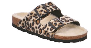 Rohde Alba 6068 Damen Hausschuhe Sandale Pantolette Fell Leopardendruck