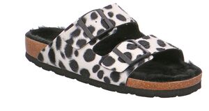 Rohde Alba 6068 Damen Hausschuhe Sandale Pantolette Fell Leopardendruck