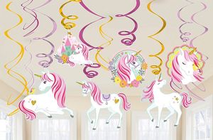 Magical Unicorn 12-teiliges Deko Swirl Spriralen Hngedeko Set