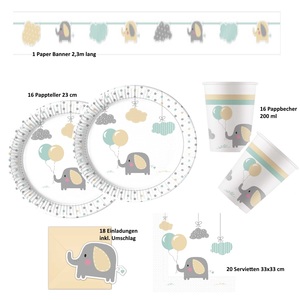 71- teiliges Party Set - Elephant Baby