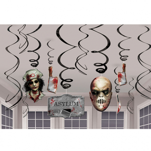 12 Deko Swirls Spiralen - Halloween Irrenhaus