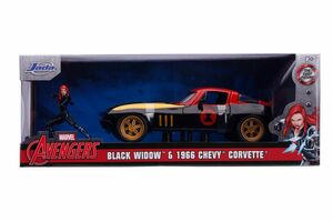 Jada Toys 253225014 - Marvel Avengers Black Widow 1966 Chevy Corvette, 1:24