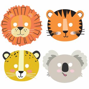 Amscan 9909362 - Get Wild 8 Masken aus Papier