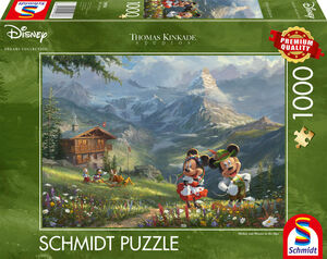Disney Mickey & Minnie in den Alpen - 1000 Teile Puzzle - Thomas Kinkade