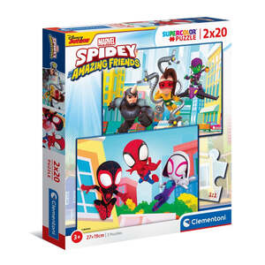 Clementoni 24794 - Spidey und seine Freunde - 2 x 20 Teile Puzzle Supercolor