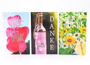 Danksagungskarte gepr�gt - 100 St�ck - 3 Motive