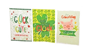 Geburtstagskarte Gl�ck - 100 St�ck - 3 Motive 
