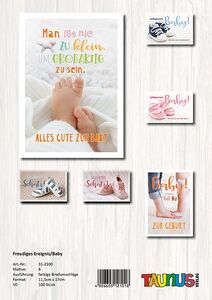 Baby / Geburt Gru�karten - 100 St�ck - 6 Motive
