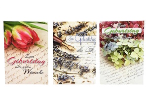 Geburtstagskarte Blumen - 100 St�ck - 3 Motive