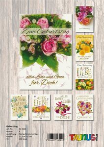Geburtstagskarten Blumen - 100 St�ck - 8 Motive