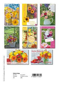 Geburtstagskarten Blumen - 100 St�ck - 8 Motive