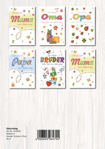 Geburtstagskarten Familie - 100 St�ck - 6 Motive