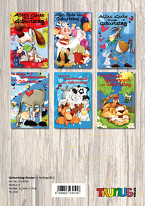 Geburtstagskarten Kinder - 100 St�ck - 6 Motive