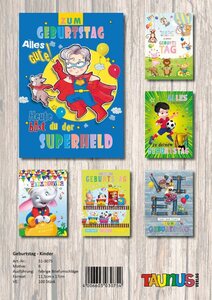 Geburtstagskarten Kinder - 100 St�ck - 6 Motive