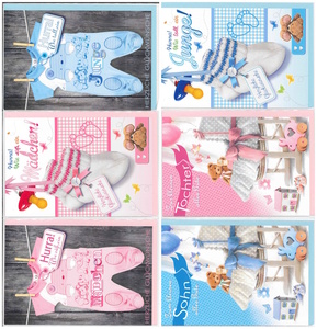 Gl�ckwunschkarten Baby / Geburt - 100 St�ck - 6 Motive