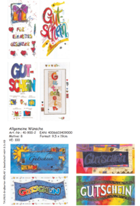 Gutscheinkarten - 100 St�ck - 8 Motive