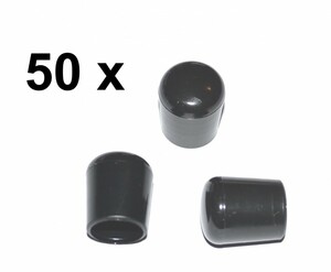 50 Stück - Kappe für Rundrohr D=16 mm L=20 mm schwarz PVC