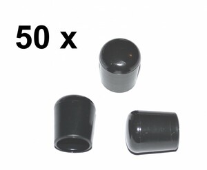 50 x Kappe f�r Rundrohr D=18 mm L=21 mm schwarz PVC