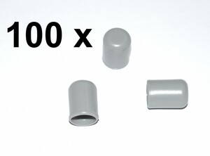 100 x Kappe fr Rundrohr D=8 mm L=12 mm grau PVC