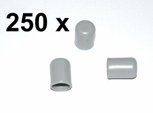 250 x Kappe fr Rundrohr D=8 mm L=12 mm grau PVC