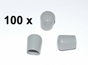 100 x Kappe fr Rundrohr D=16 mm L=20 mm grau PVC