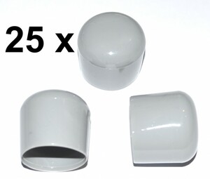 25 x Kappe fr Rundrohr D=25 / 26 mm L= 24 mm grau PVC