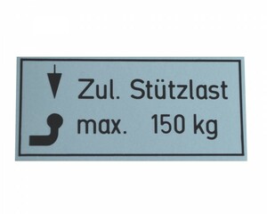 5 x Sttzlastschild Sttzlastaufkleber Sttzlast Anhngerkupplung 150kg Aufkleber