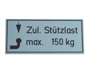 1 x Sttzlastschild Sttzlastaufkleber Sttzlast Anhngerkupplung 150kg Aufkleber