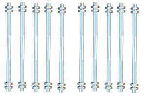 10 St�ck Gewindestange M10 Rechts - Links Gewinde 500 mm + 4 Muttern