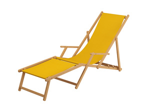 Sonnenliege gelb Liegestuhl klappbare Gartenliege Deckchair Strandstuhl Gartenm�bel Holz 10-302 N F