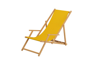 Strandstuhl gelb Gartenliege Strandliege Deckchair Tisch Kissen Liegestuhl Holz hell 10-302NTKH